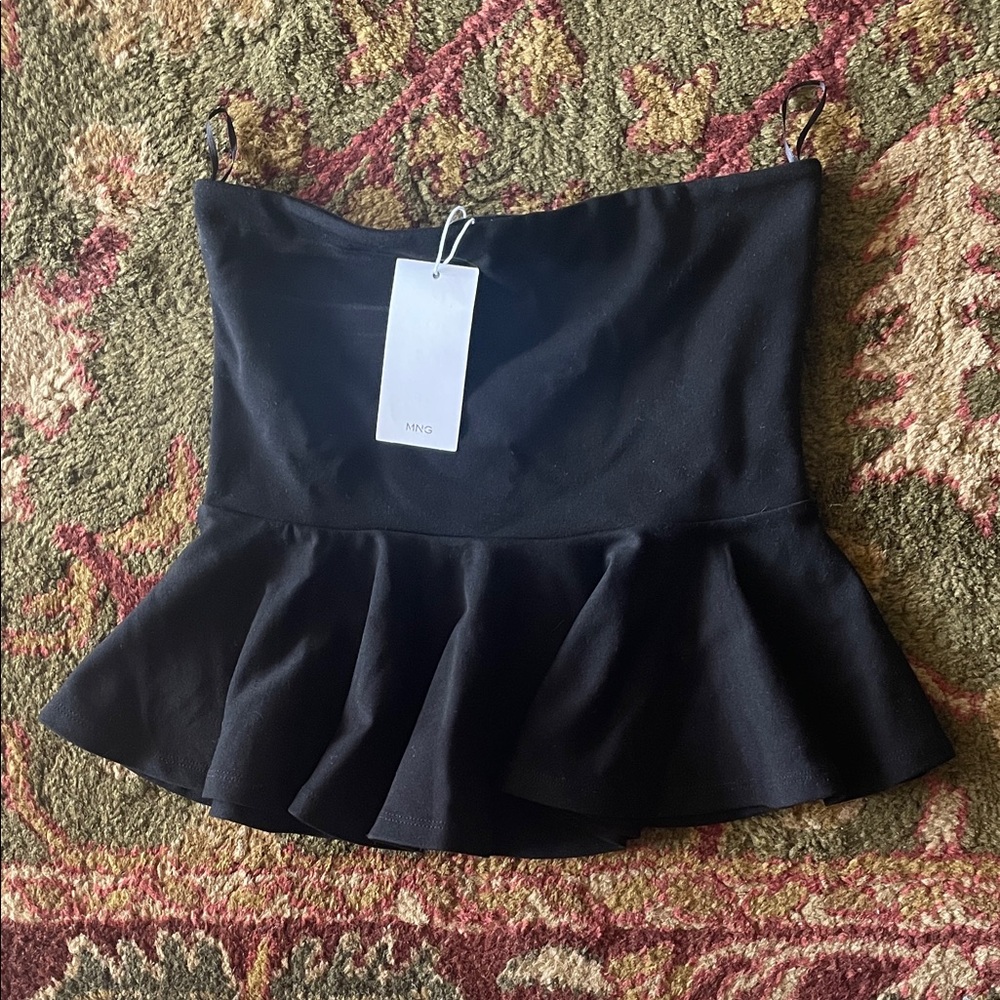 Mango Black Peplum Top